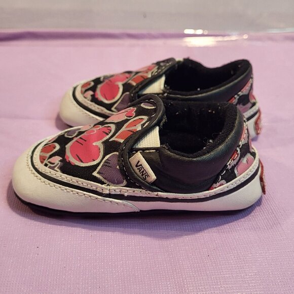 Vans Off The Wall size 3 infant Hearts pink white & black slip-on shoes - Picture 3 of 7